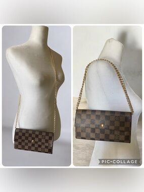 Louis Vuitton Sarah Wallet in the classic Damier Ebene coated canvas